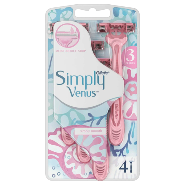 Бритва Gillette VENUS Simply 3 лезвия 4шт. розовый (1/12)