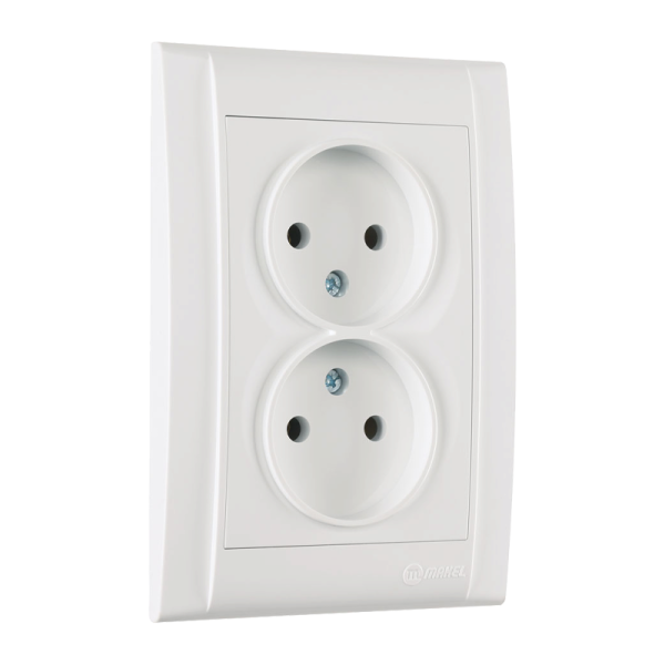 Розетка Makel Defne 2гн. 16A Б/З пластик белый 42001017 (1/12)