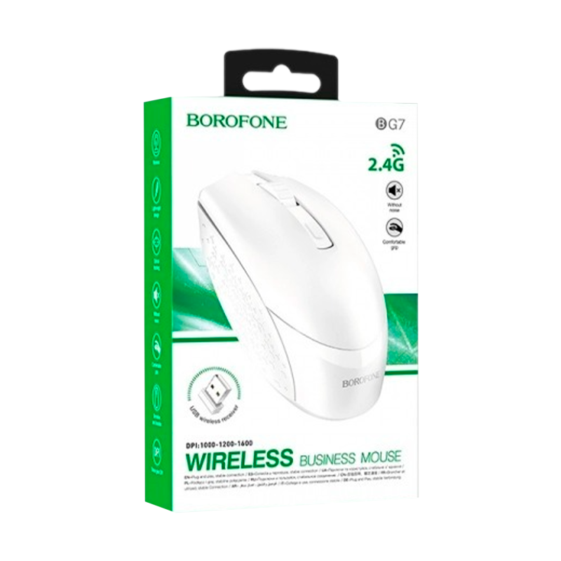 Мышь беспроводная Borofone BG7 классическая USB белый (1/22/88)