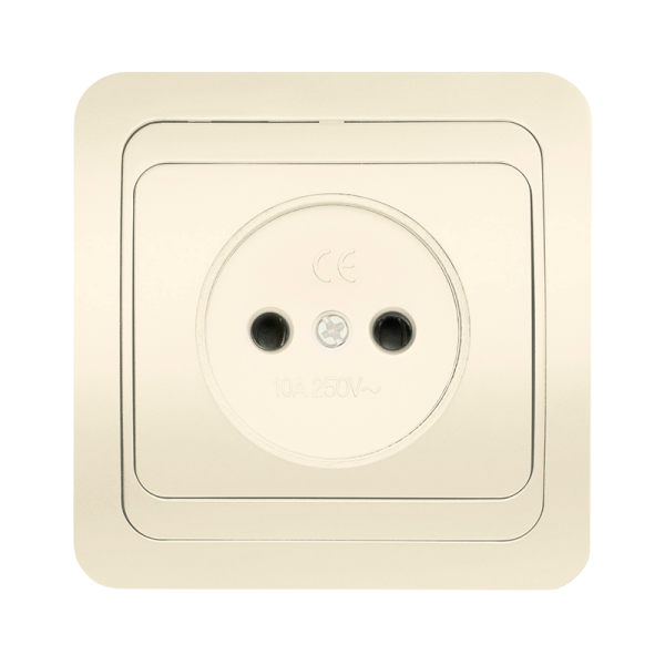 Розетка Smartbuy 1-местная без заземления 10А бежевая, керамика "Марс"