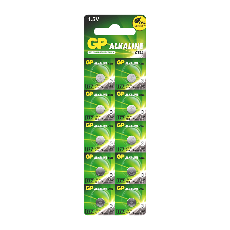 Батарейка GP G4/LR626/LR66/377A/177 BL10 Alkaline 1.5V отрывные (10/250/5000)