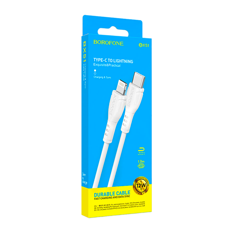 Кабель Borofone BX51 Lightning (m)-Type-C (m) 1.0м 2.4A ПВХ белый (1/360)