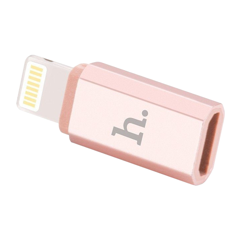 Переходник HOCO Lightning (m)-microUSB (f) пластик розовое золото (1/200/1200)