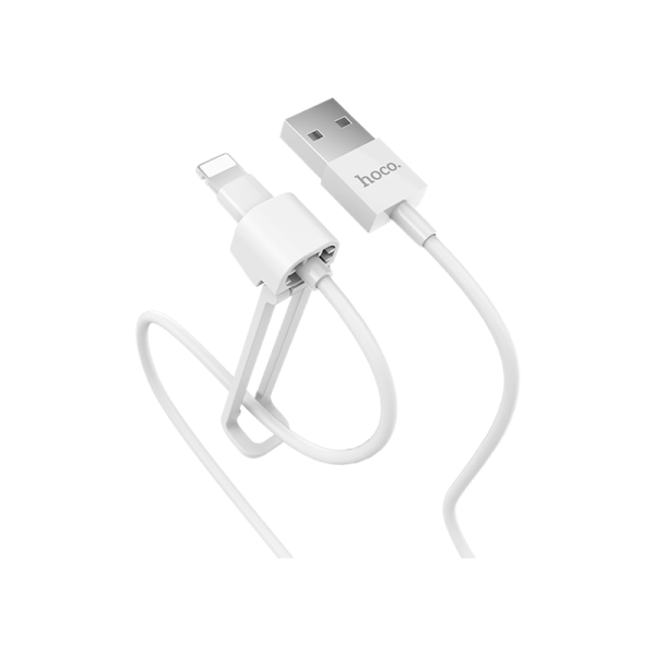 Кабель HOCO X31 USB (m)-Lightning (m) 1.0м 2.1A силикон держатель белый (1/31/310)