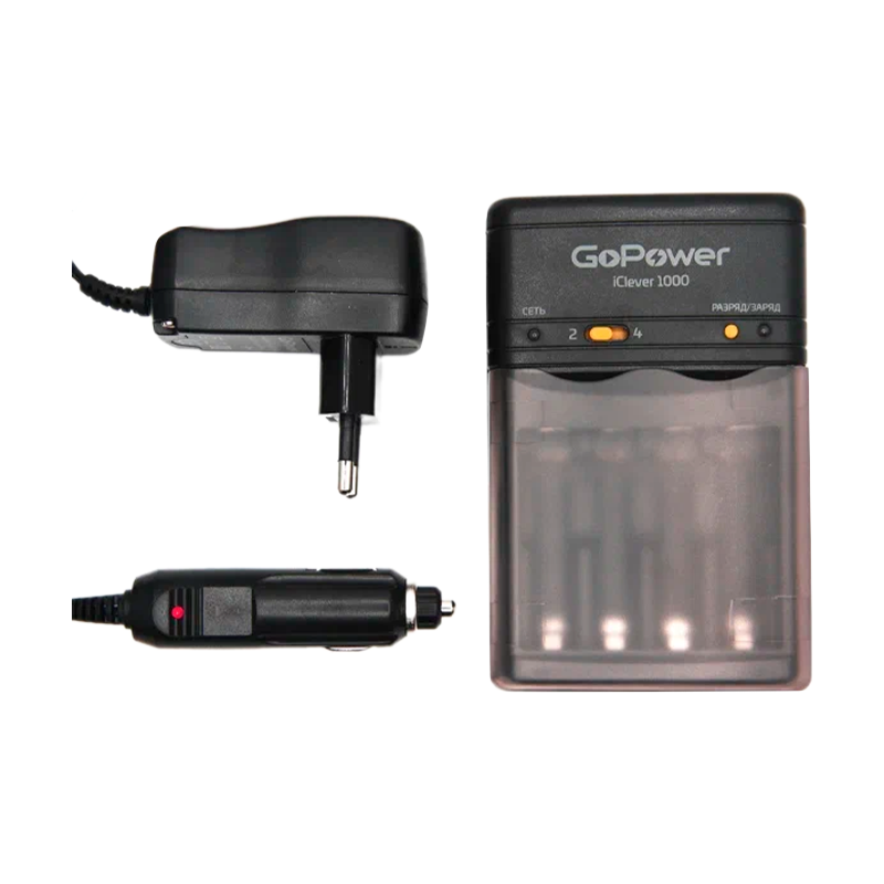 З/У для аккумуляторов GoPower iClever1000 Ni-MH/Ni-Cd 4 слота (1/15/30)