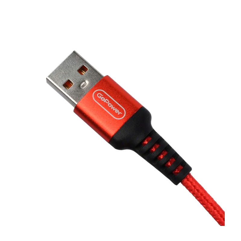 *Кабель GoPower GP02T USB (m)-Type-C (m) 1.0м 2.4A нейлон красный (1/200/800) 