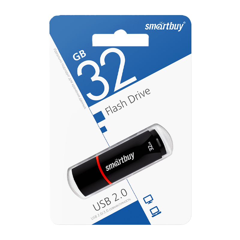 Флеш-накопитель Smartbuy Crown 32GB USB2.0 пластик черный