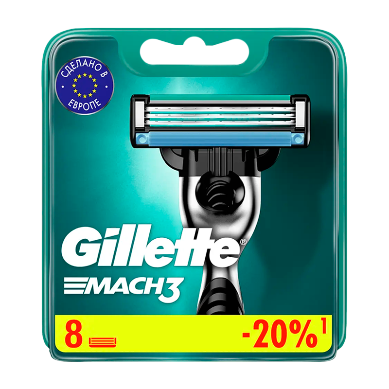 Сменные кассеты Gillette MACH3 3 лезвия 8шт. (цена за 1 шт) (8/80)