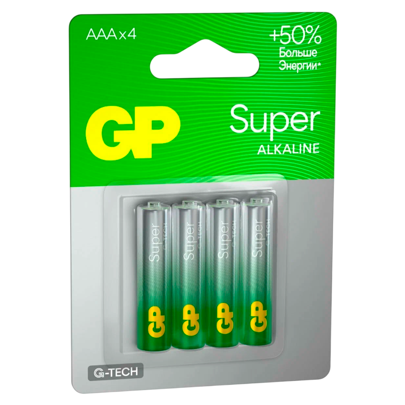 Батарейка GP Super G-Tech LR03 AAA BL4 Alkaline 1.5V (4/40/160)