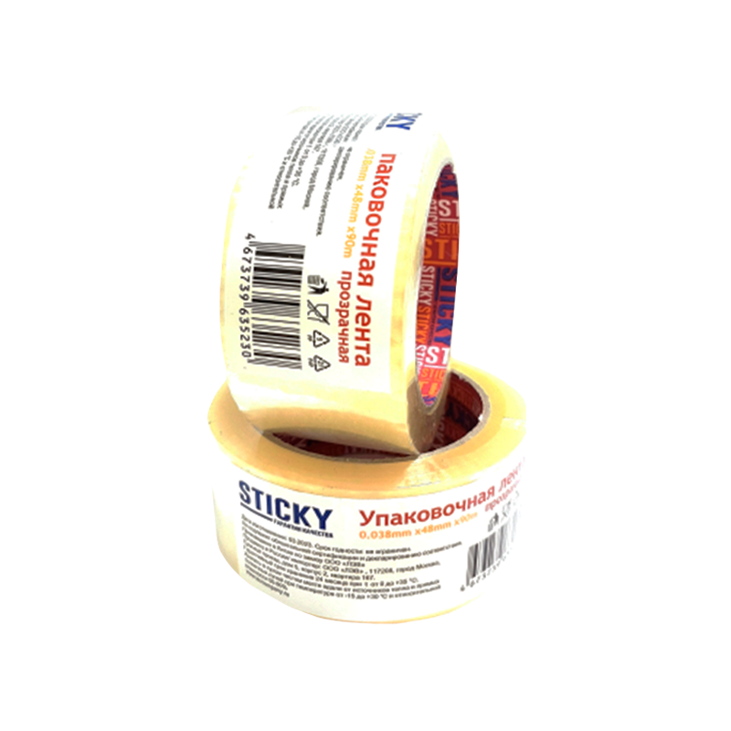 Скотч STICKY ПП 48мм*140м 38мкм упаковочный акрил прозрачный (1/36)
