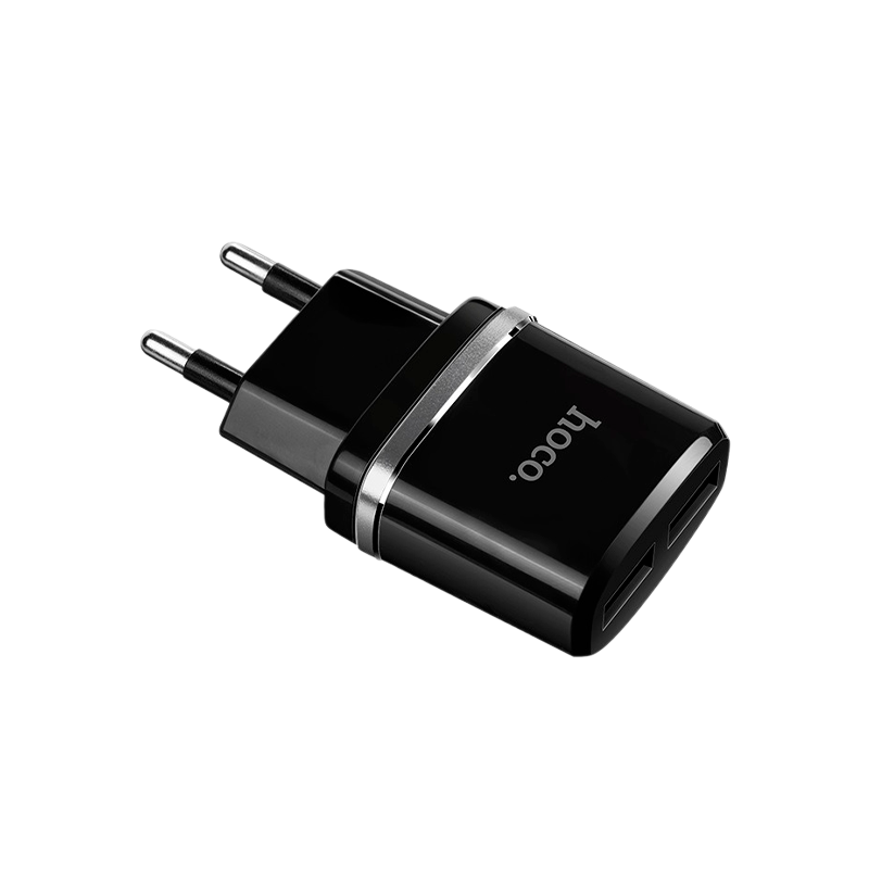 Сетевое З/У HOCO C12 2USB 2.4A черный (1/10/100)