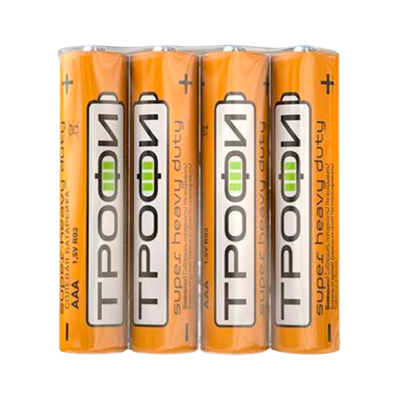 Батарейка Трофи Super R03 AAA Shrink 4 Heavy Duty 1.5V (4/60/1200/72000)