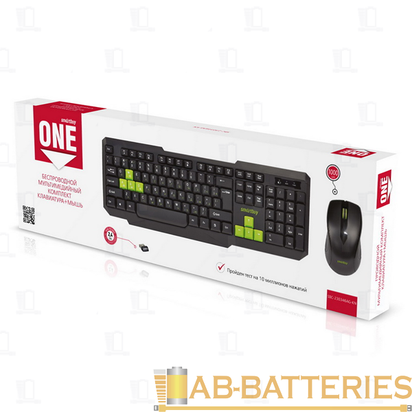 Набор клавиатура+мышь беспроводной Smartbuy 230346AG ONE черный зеленый (1/20)