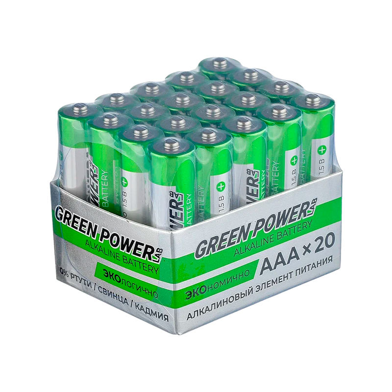 Батарейка GREEN POWERlab LR03 AAA BOX20 Alkaline 1.5V (4/20/120/720)