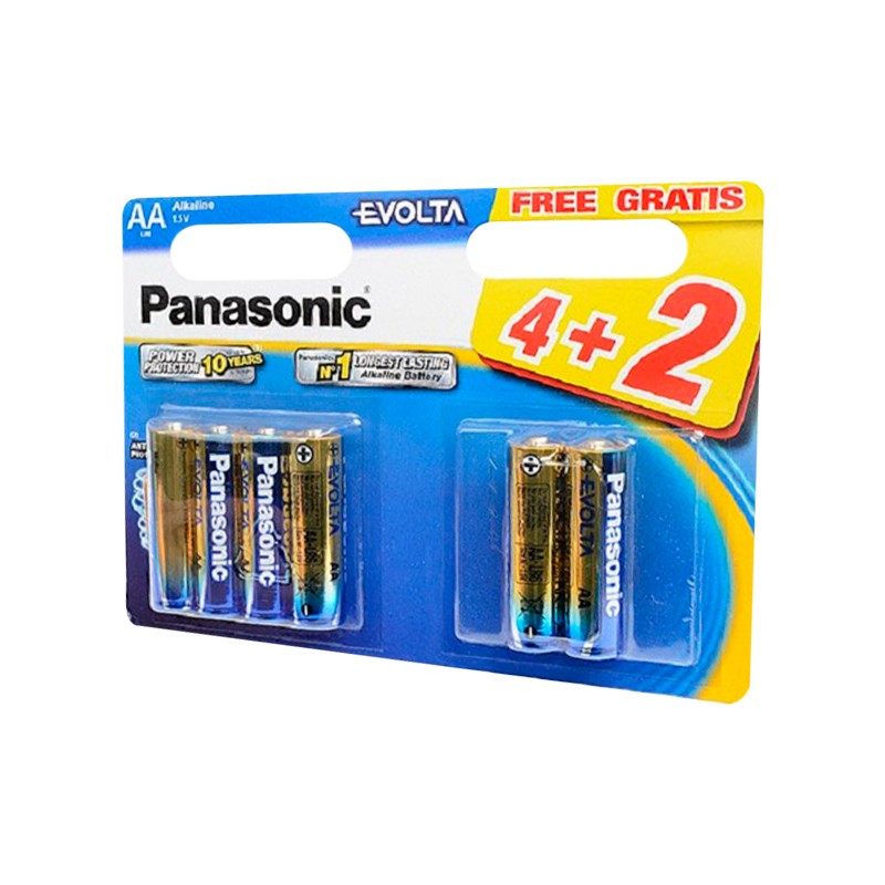Батарейка Panasonic EVOLTA LR6 AA BL4+2 Alkaline 1.5V (6/72)