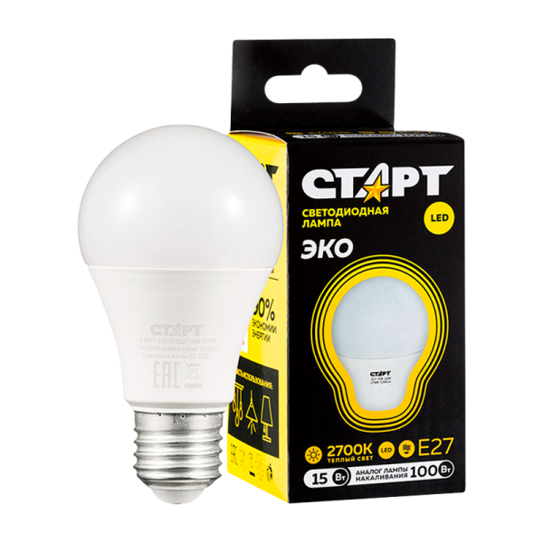 Лампа светодиодная Старт GLS E27 15W 3000К 220V груша Black матовая (1/10/100)