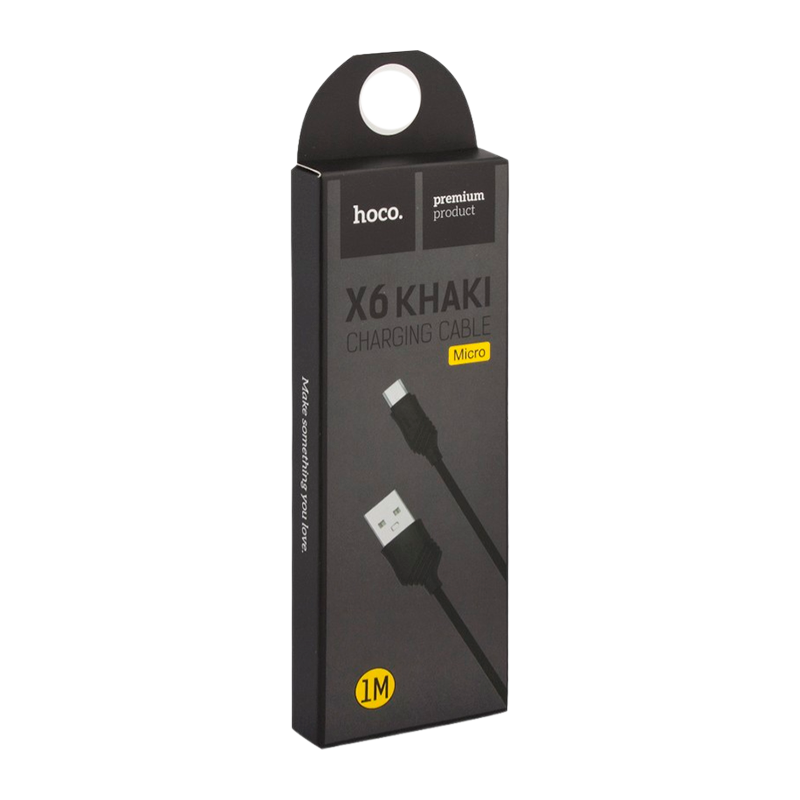 Кабель HOCO X6 USB (m)-microUSB (m) 1.0м 2.4A ПВХ черный (1/30/300)