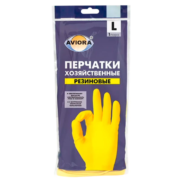 Перчатки Aviora L резина 1 пара в упаковке (1/120)