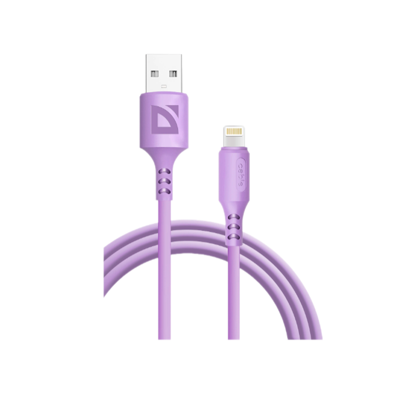 Кабель Defender F207 USB (m)-Lightning (m) 1.0м 2.4A фиолетовый