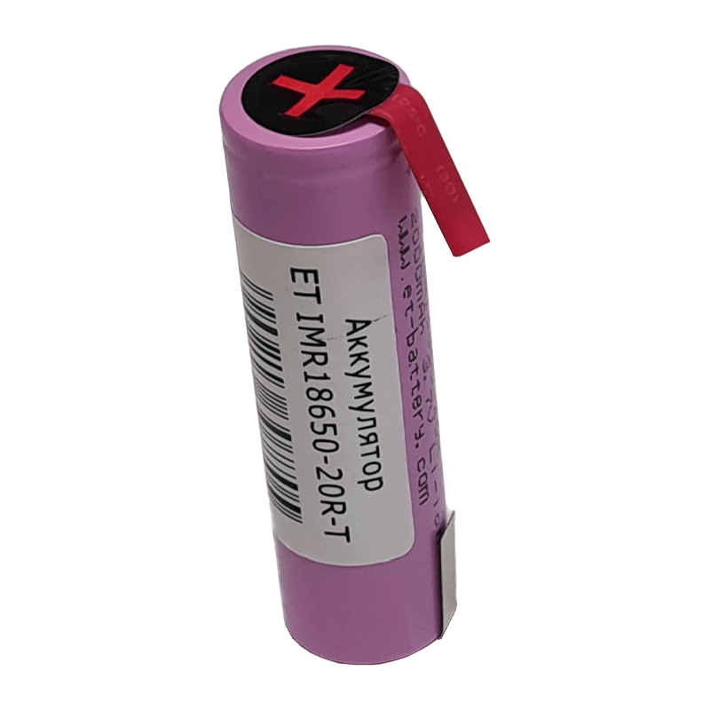 Аккумулятор ET IMR18650-20R-T, 20/35А, Li-Ion высокая токоотдача, 2000мАч с выводом