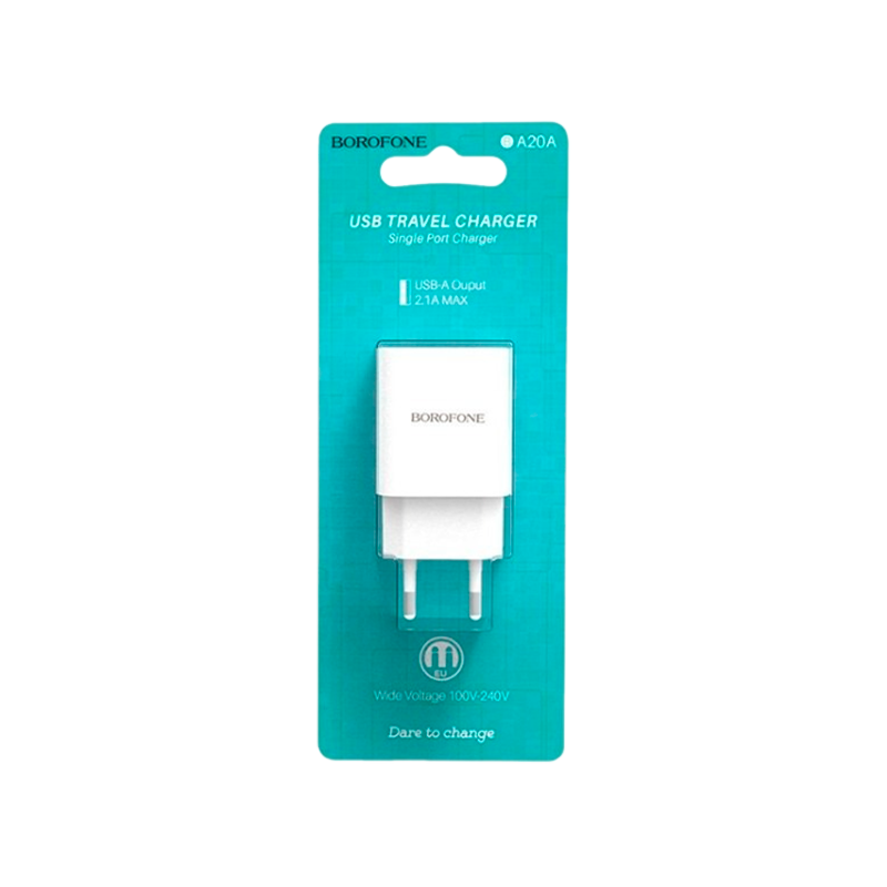 Сетевое З/У Borofone BA20A 1USB 2.1A белый (1/65/260)