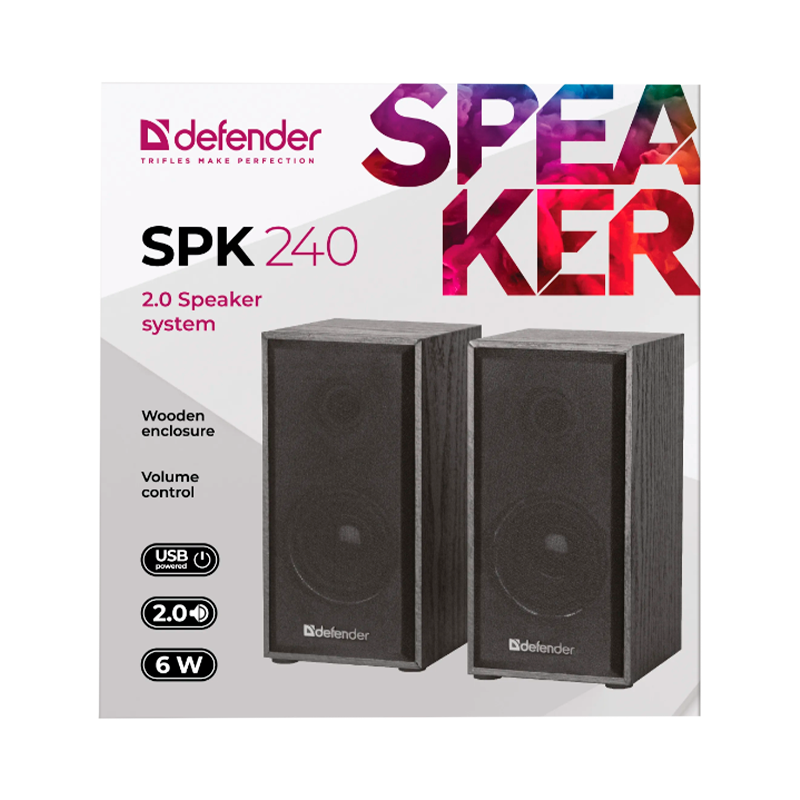Колонки 2.0 Defender SPK-240 6W USB черный (1/20)