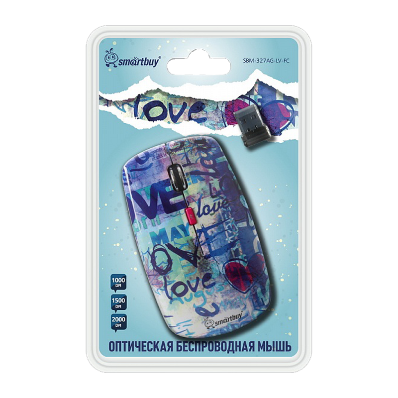 Мышь беспроводная Smartbuy 327AG классическая USB Love (1/40)