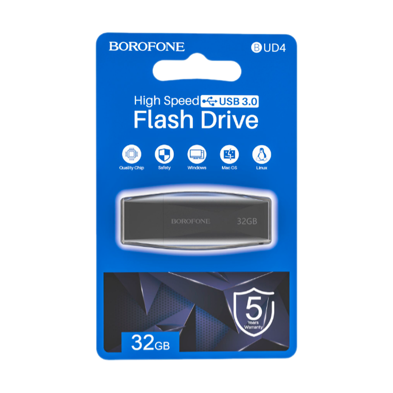 Флеш-накопитель Borofone Wonder BUD4 32GB USB3.0 пластик черный (1/40)
