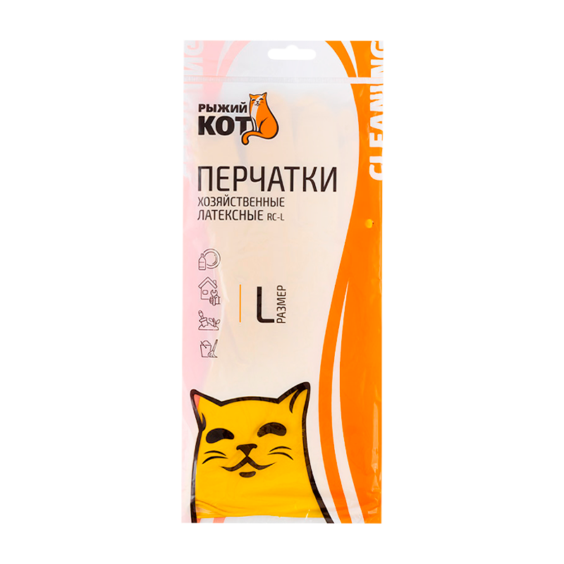 Перчатки Рыжий кот L латексные 1 пара желтый (1/12/240)