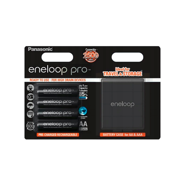 Аккумулятор предзаряженный RTU Panasonic R6 AA BL4 NI-MH eneloop pro 2500mAh футляр