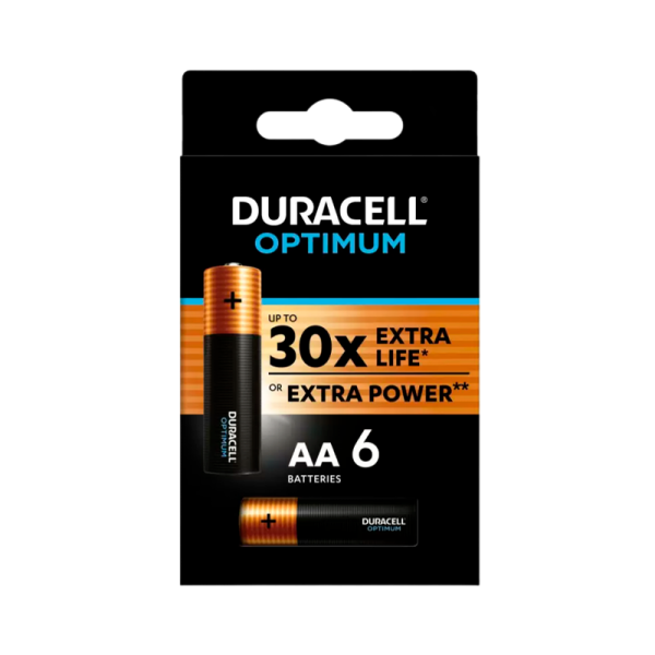Батарейка Duracell Optimum LR6 AA BL6 Alkaline 1.5V (6/96)