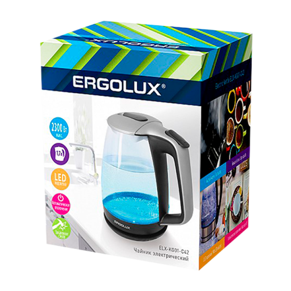 Электрочайник Ergolux ELX-KG01-C42 2300W 1.7л черный (1/6)
