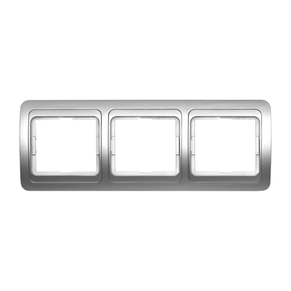 Рамка Smartbuy 3-местная горизонтальная серебро "Марс"