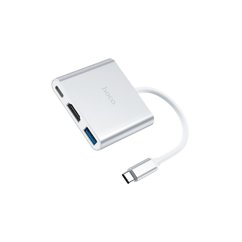 USB-Хаб HOCO HB14 1USB/Type-C/HDMI Type-C (m) USB3.0 серебряный (1/18/180)