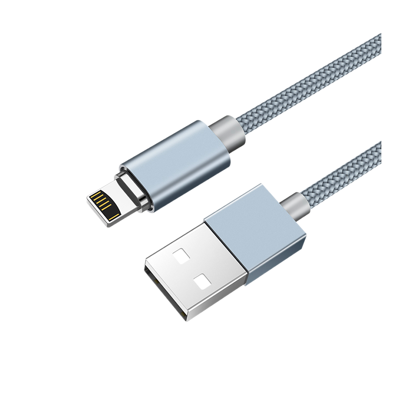 Кабель HOCO U40A USB (m)-Lightning (m) 1.0м 2.0A нейлон магнит серый (1/28/168)