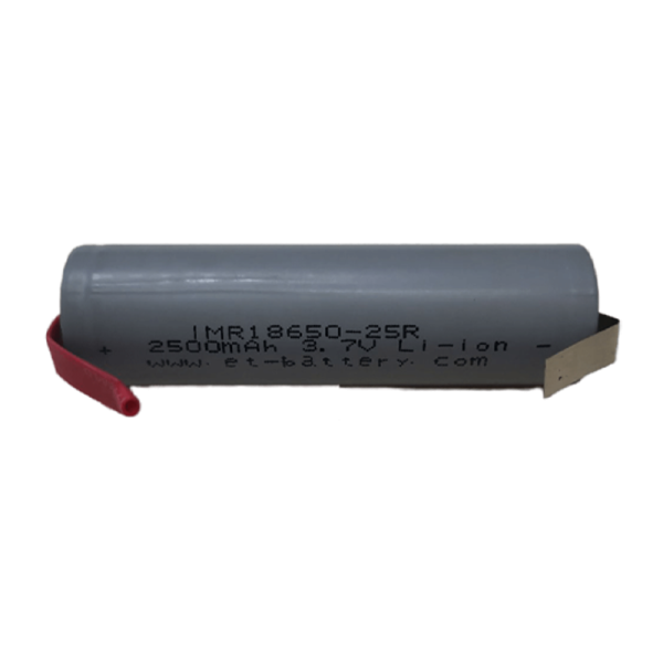 Аккумулятор ET IMR18650-25R-T, 2500мАч с выводами, 20/35А, высокая токоотдача,   18.0*65.0, Li-Ion