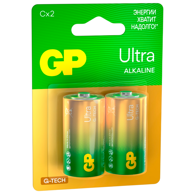 Батарейка GP ULTRA G-Tech LR14 C BL2 Alkaline 1.5V (2/20/160)