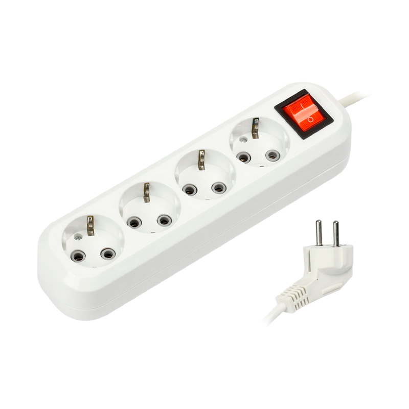 Удлинитель Smartbuy 4р.С/З 16A 3.0м с выкл. ПВС 3x1мм² белый (1/35)