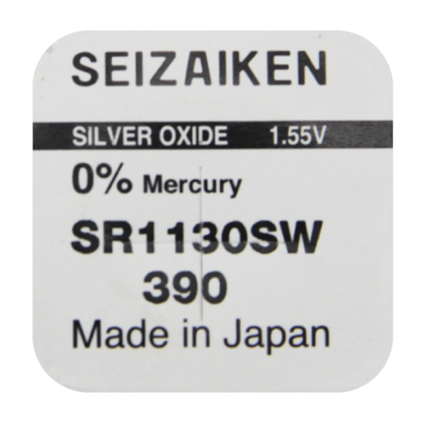 Батарейка SEIZAIKEN 390 (SR1130SW) Silver Oxide 1.55V (1/10/100/1000)