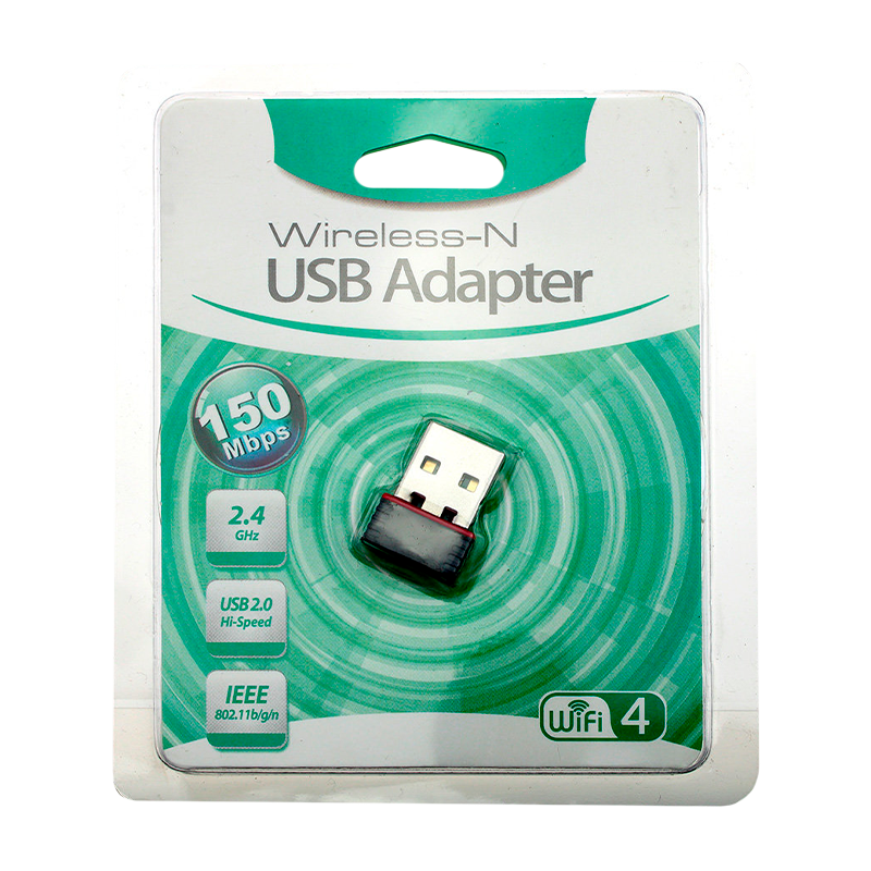 Wi-Fi адаптер Без бренда WD-1511B 2.4 ГГц 150Мбит USB 802.11 без антенны черный (1/500)