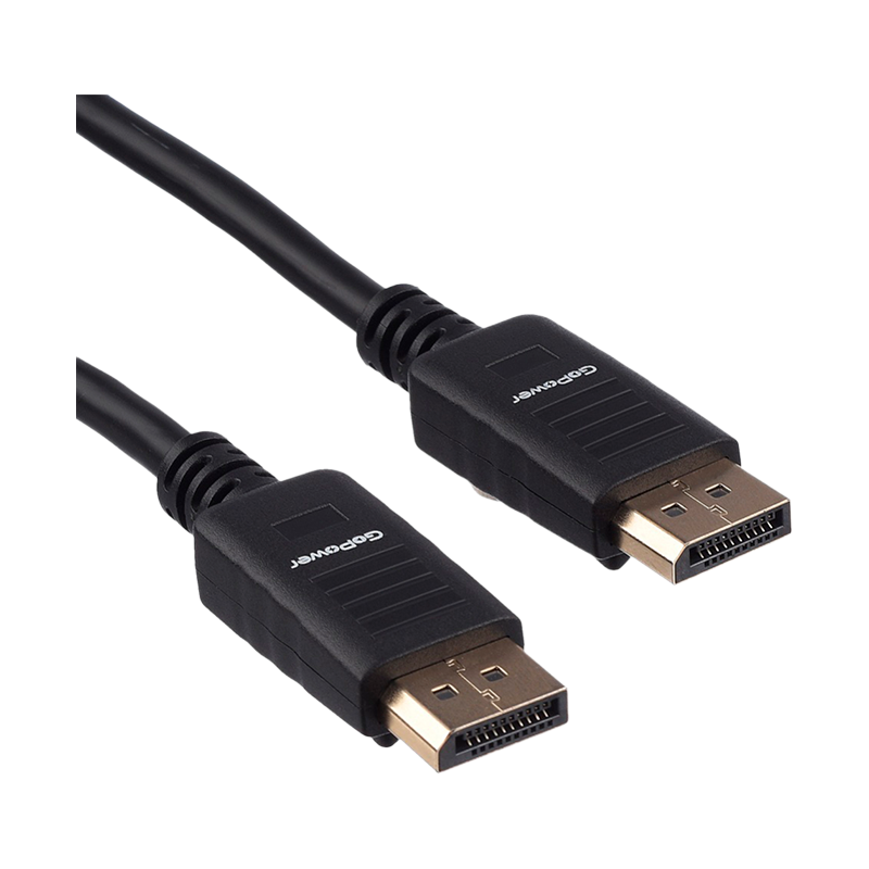 Кабель GoPower DisplayPort (m)-DisplayPort (m) 1.8м ПВХ ver.1.4 черный Premium Zip-Lock c подвесом