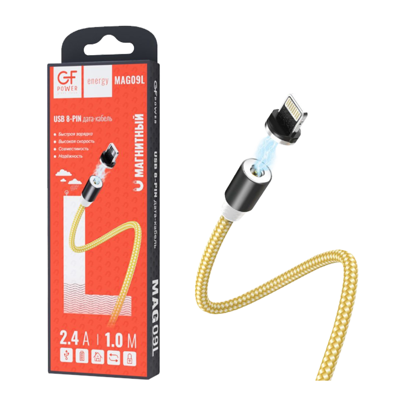 Кабель GFPower 02M USB (m)-microUSB (m) 1.0м 2.4A нейлон золотой (1/200/800)