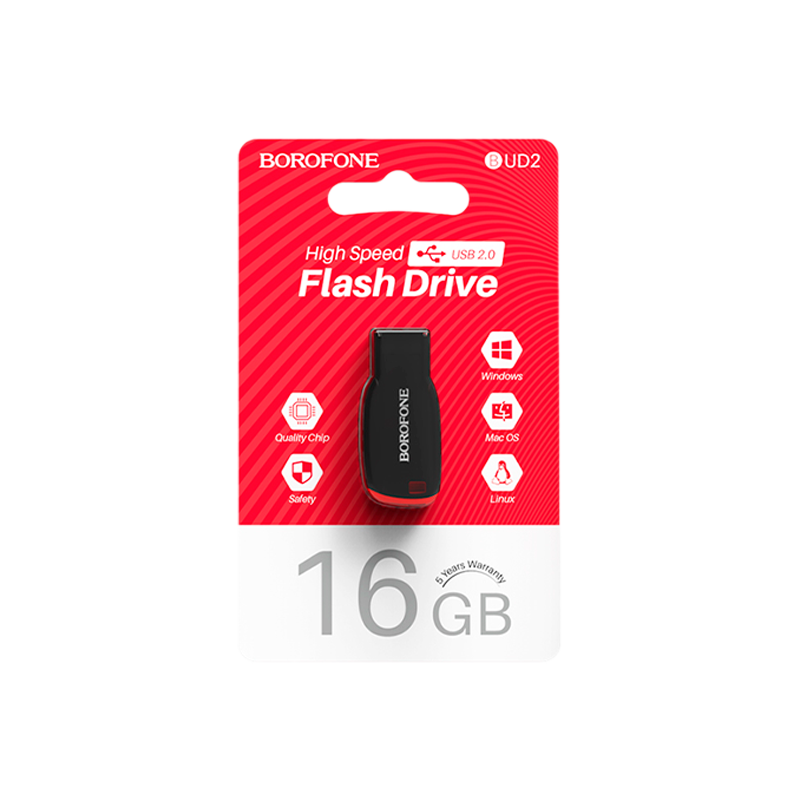 Флеш-накопитель Borofone Wonder BUD4 16GB USB3.0 пластик черный (1/40)