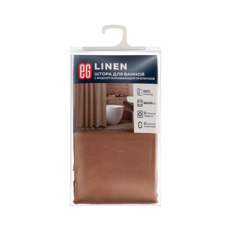 ЕГ LINEN Штора для ванной Бежевый (1/12)