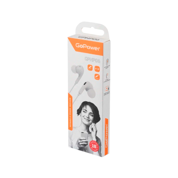 Наушники внутриканальные GoPower GPHP06 белый