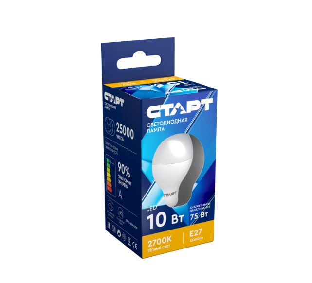 *Лампа светодиодная Старт GLS E27 10W 3000К 220V груша Eco матовая (1/10/100) 