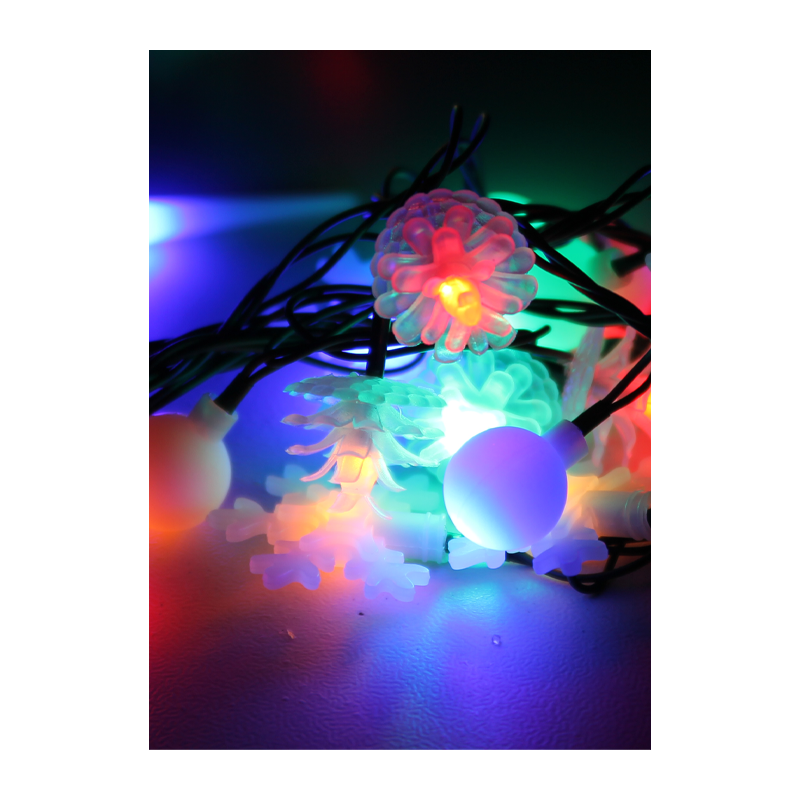 *Гирлянда Космос "Новогодние игрушки" 30LED 4.4м микс нить 8 режимов матовые насадки ассорти (1/50) 
