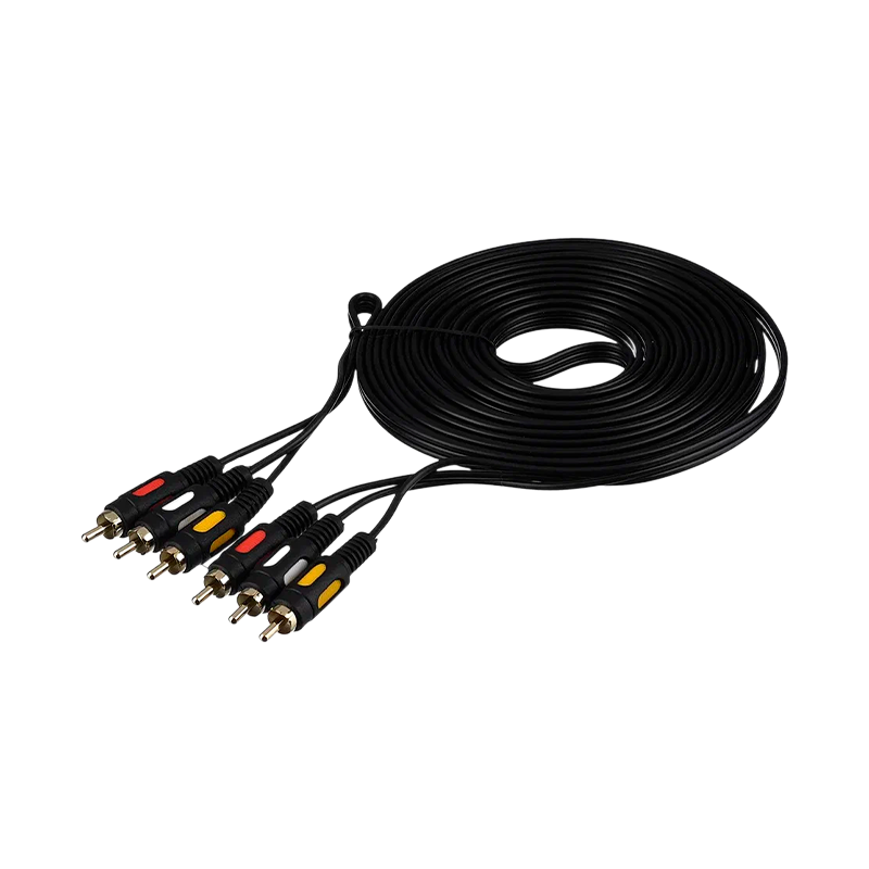 Кабель GoPower 3xRCA (m)-3xRCA (m) 5.0м ПВХ черный Premium Zip-Lock c подвесом (1/50)