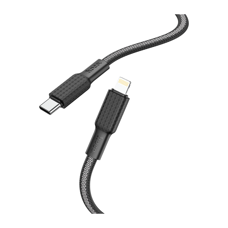 Кабель HOCO X69 Lightning (m)-Type-C (m) 1.0м 2.4A 20W нейлон черный белый (1/33/330)