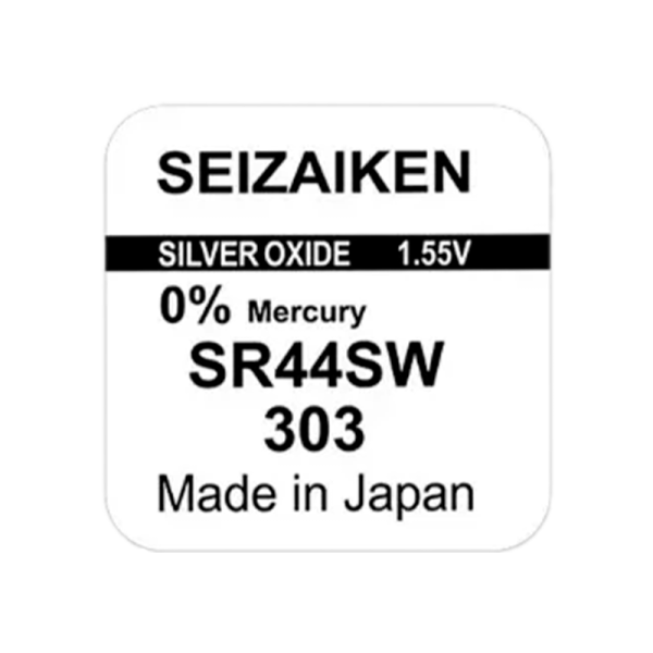 Батарейка SEIZAIKEN 303 (SR44SW) Silver Oxide 1.55V (1/10/100/1000)